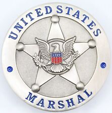 U.S. Marshal Badge Challenge Coin,  LET NO GUILTY MAN ESCAPE  engraved Silver picture