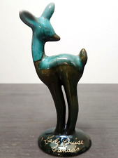 Vintage McMaster Craft Blue Green Drip Glaze Pottery Deer Figurine 7.5