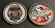 TWO VINTAGE CHALLENGE COIN MEDALS: ST MICHAEL LAW ENFORCEMENT & FREEDOM MILITARY picture