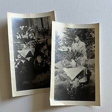 Antique Snapshot Photograph Beautiful Woman Flapper With Amazing Flowers picture