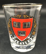 Harvard University Shot Glass Gold Painted Rim VE RI TAS Insignia Seal Motto  picture