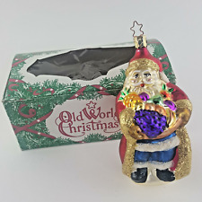 Old World Christmas Inge-Glas Santa Fruit Basket 5-Star Handpainted Germany picture