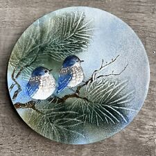 Vintage Norman Brumm W/2 Bluebirds Copper Plate 8 1/2” Signed,  Rare Collectible picture