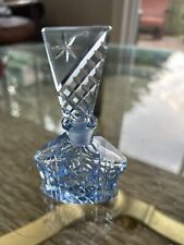 Antique Vintage Glass~Czech Intricately Cut  Blue Perfume Bottle  picture