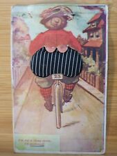 Rare 1910s Pincushion Postcard WOMAN ON BICYCLE Perfumed BIG BUTT Risque picture