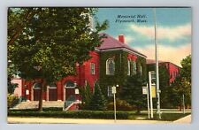 Plymouth MA-Massachusetts, Memorial Hall, Antique Vintage Souvenir Postcard picture