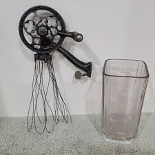 Antique Keystone Wall Mount Egg Beater with Correct Mixing Jar 1885 Patent picture