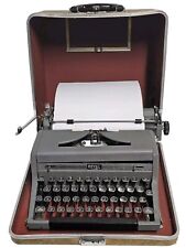 VTG 1950 Royal Quiet Deluxe Gray Portable Typewriter w/Case, Serial # A-1947675 picture