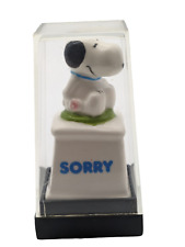 Rare Sorry Peanuts: Aviva Snoopy  Mini Ceramic Figure on Pedestal w Cover-1966 picture