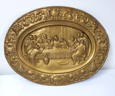 Vintage The Last Supper Embossed Metal Wall Hanging Plaque Home Decorative 18inw picture