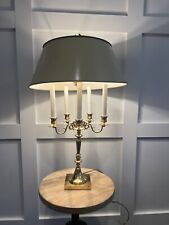 Vintage Leviton Brass 5 Candelabra Table Lamp with Cardboard Shade 28”H 18”W picture