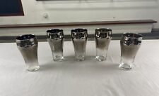 Set of 5 Coca Cola Silver Glasses Glitter Embossed Logo Libbey picture