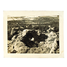 Suwon Korea Lookout Spot Photo 1950s Korean War Rocks Soldier's Snapshot C3383 picture