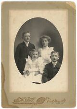Circa 1900'S Cabinet Card Four Beautiful Siblings Girls & Boys Fell Fort Ann, NY picture