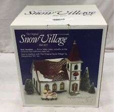 NIB Vintage Dept 56 Snow Village Shady Oak Church/Sunday Serenade/Trees Starter picture