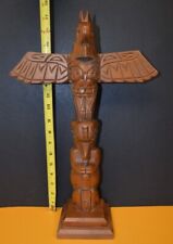 Large Size Wood Totem Pole Carving, Beautiful  HAND CARVED, Vintage picture