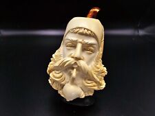 Vintage Unique Meerschaum Hand-Carved Bearded Man Pipe picture