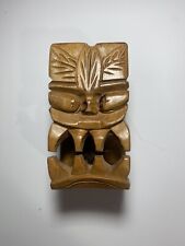 Vintage Wooden Tiki Carved Head Ashtray picture