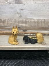 Real Fur Miniature Fox And Skunk Figurine 3” Vintage picture