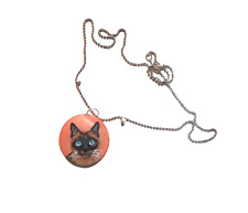 Tonkinese Cat Necklace Hand Painted Shell Pendant Handmade Jewelry picture