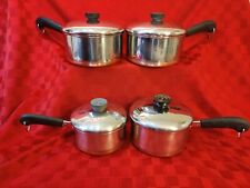 Revere Ware lot of 4 Pans Copper bottoms/ made in USA 2-2Qt, 1.5 qt, 1 qt picture