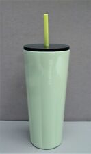 Starbucks 24 oz Pistachio Green Paint on Stainless Tumbler w/ Lid & Straw picture