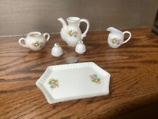 Miniature Tea Set with Flower Design and Gold Trim 6 pc lot (see pics) picture