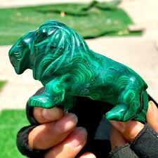 199G Natural glossy Malachite Crystal  Handcarved lion mineral sample picture
