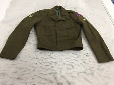 VTG Army Wool Jacket O.D. M-1950 36L Olive Drab Patches USA Made 1956 picture