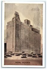 1937 Hotel Victoria Building Street View Cars Scene New York NY Vintage Postcard picture