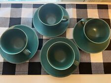 Arabia Finland 24H Green 4 Coffee/Tea  Cups & Saucers VINTAGE RETIRED 1996-2006 picture