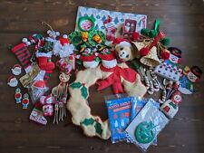 Kitsch Christmas Mixed Lot Vintage Decor Ornaments Wooden Felt Mice Stockings  picture