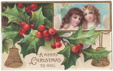 Antique Christmas Postcard Merry Christmas To You Vintage Embossed Holiday picture