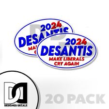 DeSantis Make Liberals Cry Again 2024 OVAL Stickers Decals - American 5x3 20 Pk picture