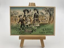 Antique 1880's Easy Lawn Mower Bi-Fold Advertising Trading Card Baker & Hamilton picture