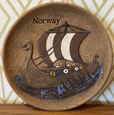 Vintage Mid-Century Norway Vikings Ship Hanging Plate picture