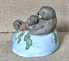 Vintage 1991 San Francisco Music Box Setsuko Broderick Sea Otter Mother Baby picture