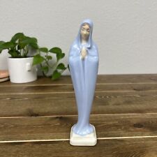 Vintage Brinn’s Praying Madonna Mary 9 ”  Blue & White Ceramic Statue picture