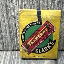 Vintage Clark's Teaberry Quality Gum Mountain Tea Matchbook Advertisement picture
