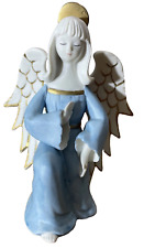 Schmid Bros Japan Porcelain Kneeling Angel Blue Gold 6.25 in Tall Vintage picture