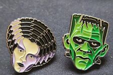 FRANKENSTEIN, THE BRIDE, 2 PIECE horror lapel pins, Pinback, THE BRIDE OF FRANKY picture
