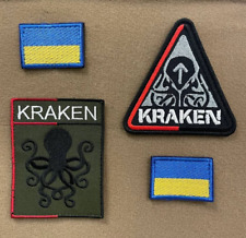 Ukrainian Army Unit Patch Kraken Volunteer Battalion Tactical Badge Hook * 2 Pcs picture