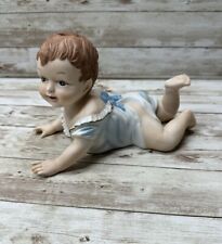 Vintage Blue Crawling Piano Baby Blue Dress Figurine 8” Long picture