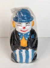 Vintage Carved Clown Sculpted Wax Candle Figure Decor 6” picture