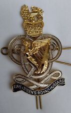 Queens Royal Hussars Pipers Badge QC Silver/Gild/Enamel 3 Lugs 72 mm 1993 Era picture