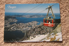 Bergen Norway Norge Cable Car Aerial View Coca Cola 1950's Postcard picture