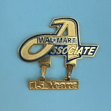 Walmart Employee Service Award 15 Years Gold Tone Enamel Lapel Pin VTG Hanging picture