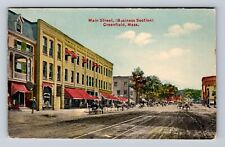 Greenfield MA-Massachusetts, Main Street Business Section, Vintage Postcard picture
