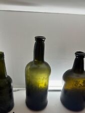 Early 1800's Black Glass Rum Bottle Sand Pontil Bell Shape Bottom. picture