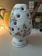 Vintage Bohemian Overlay white cut To Cranberry Encased Egg Shaped Glass Lamp picture